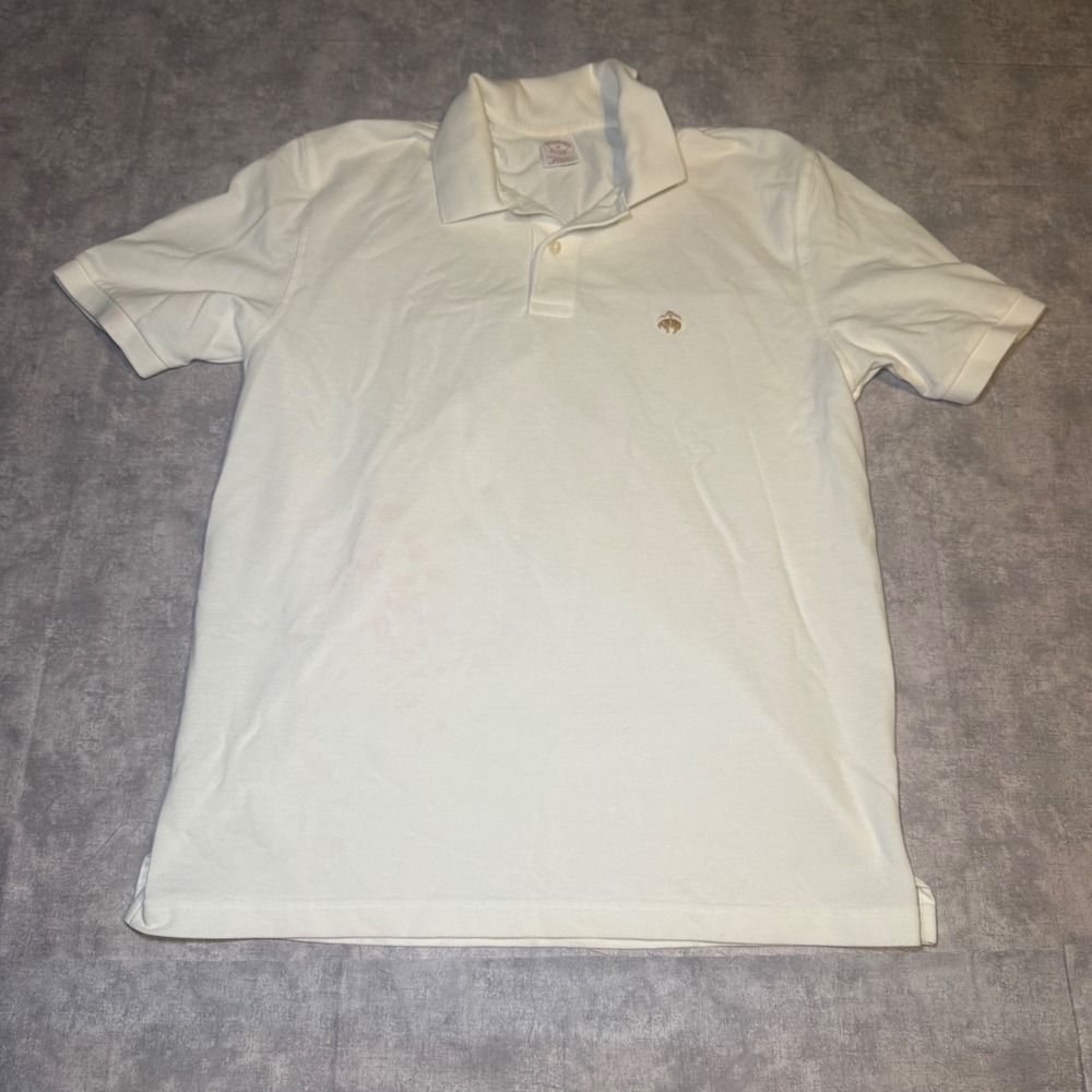 Brooks Brothers Mens Performance Polo Shirt White Pique Cotton Original Fit M